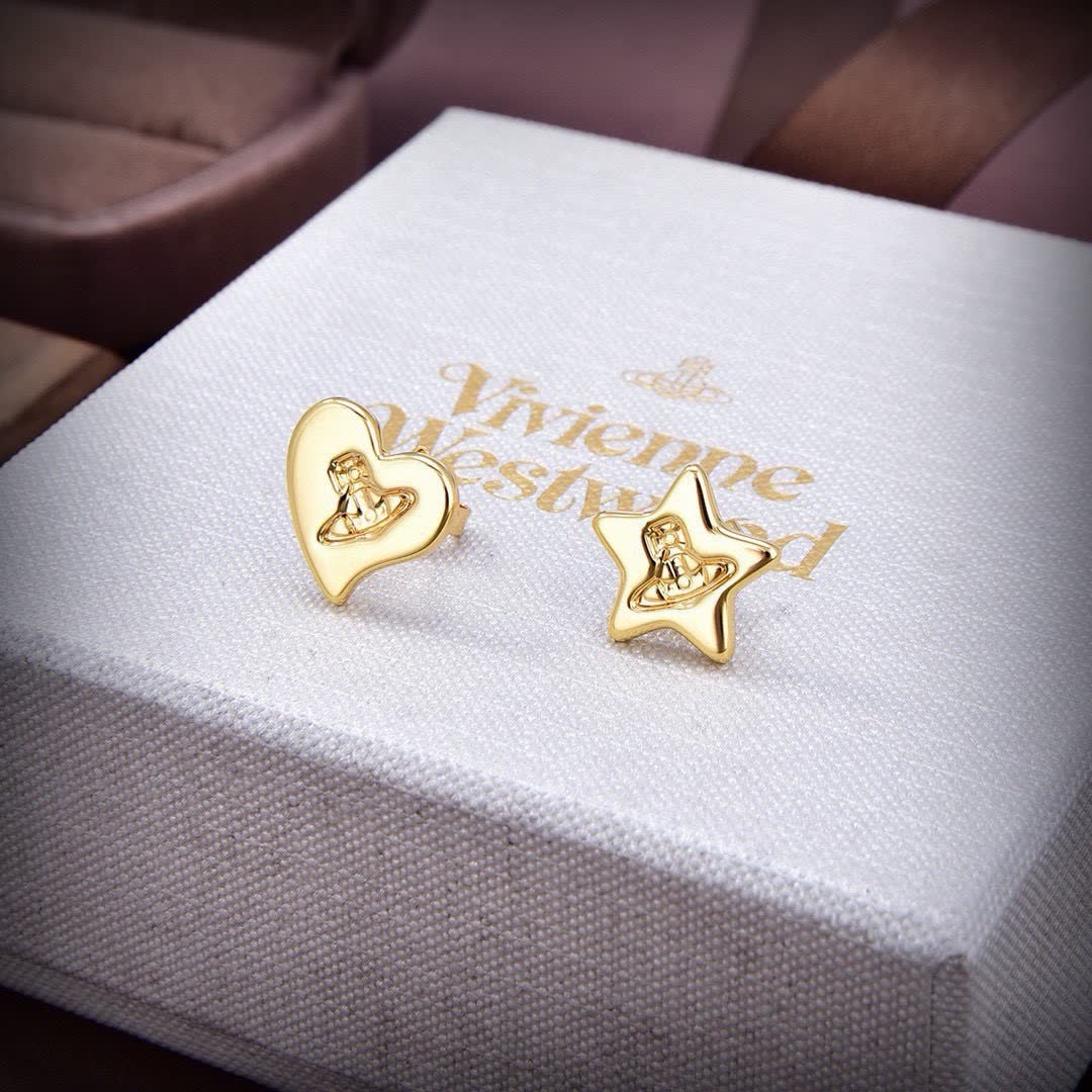 Vivienne Westwood Priscilla Asymmetric Design Logo Flower Earrings